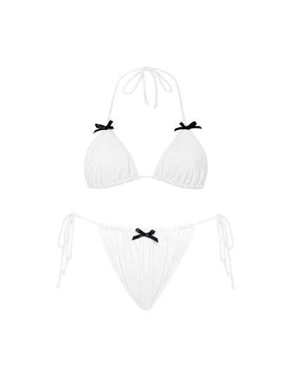 BRAKO | Dames Bikini Set met Strikdetails in Wit – Chic, Speels & Comfortabel