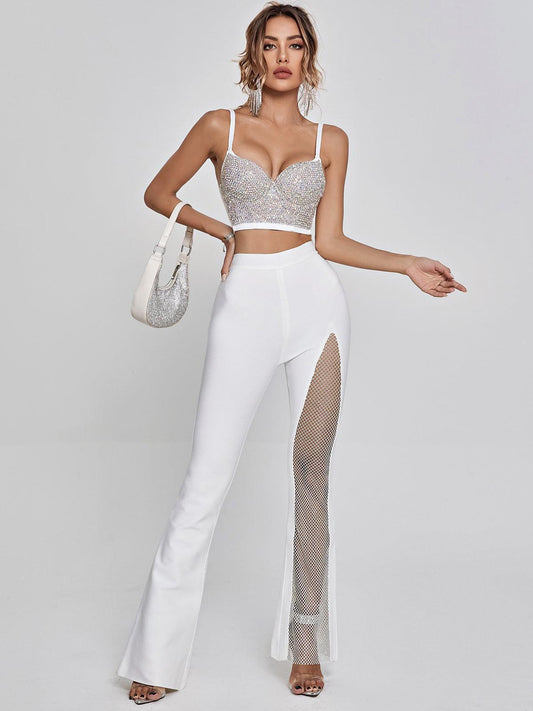 BRIANNA | Witte Bustier Dames Top met Kristallen – Glamour & Verfijning in één