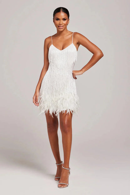 Glitter Veer Mini Jurk | Feestelijke Jurk Met Franjes En Glamour Look