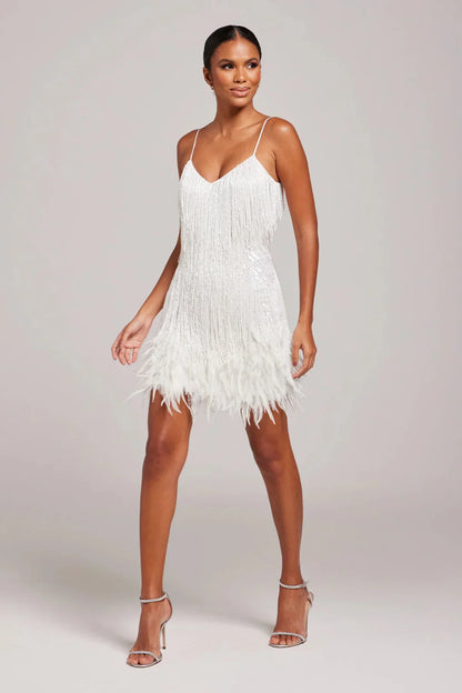 Glitter Veer Mini Jurk | Feestelijke Jurk Met Franjes En Glamour Look