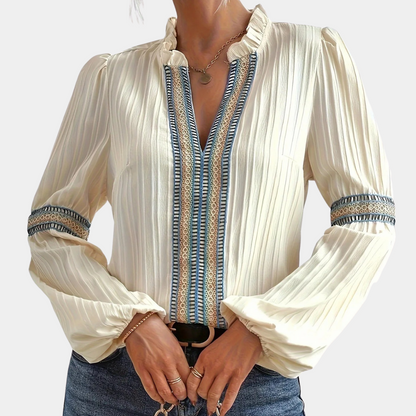 DIVA | V-Hals Dames Blouse Met lange Mouwen & Boho Style