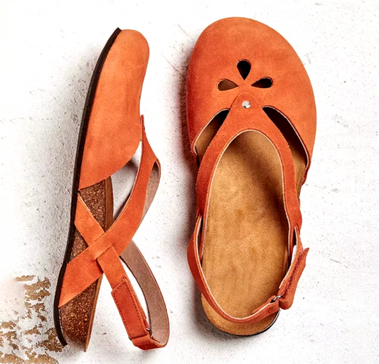 KJERSTIN |Dames Sandalen met Kurkzool – Ademend Leer & Verstelbare Pasvorm