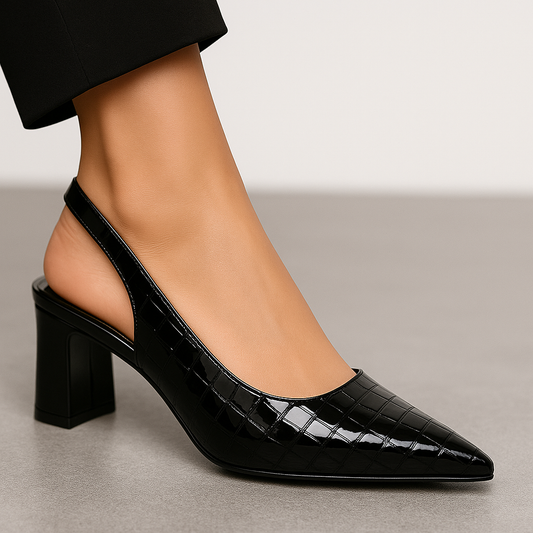 AMBER | Klassieke Slingback Hakken voor Dames met  Croco-Textuur - Luxe, Stijl & Comfort