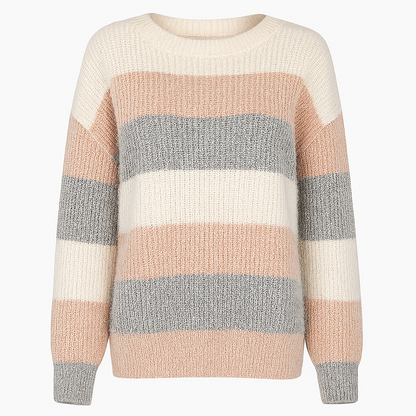 Grof Gebreide Trui Voor Dames Met Brede Strepen – Warm,Casual Stijl & Perfect voor het Najaar
