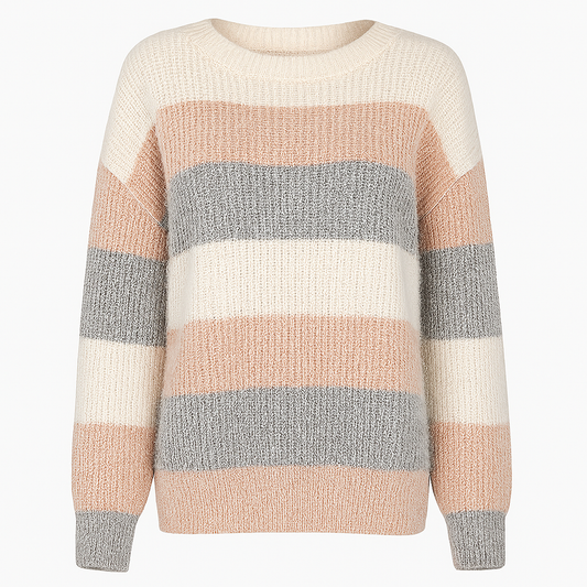 Grof Gebreide Trui Voor Dames Met Brede Strepen – Warm,Casual Stijl & Perfect voor het Najaar