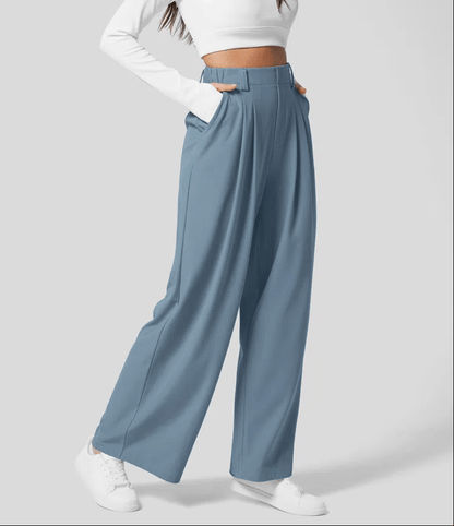 Brede Pijpen Broek Dames | High-Waist Elegance Met Luxe Vallen & Soepele Comfortpasvorm
