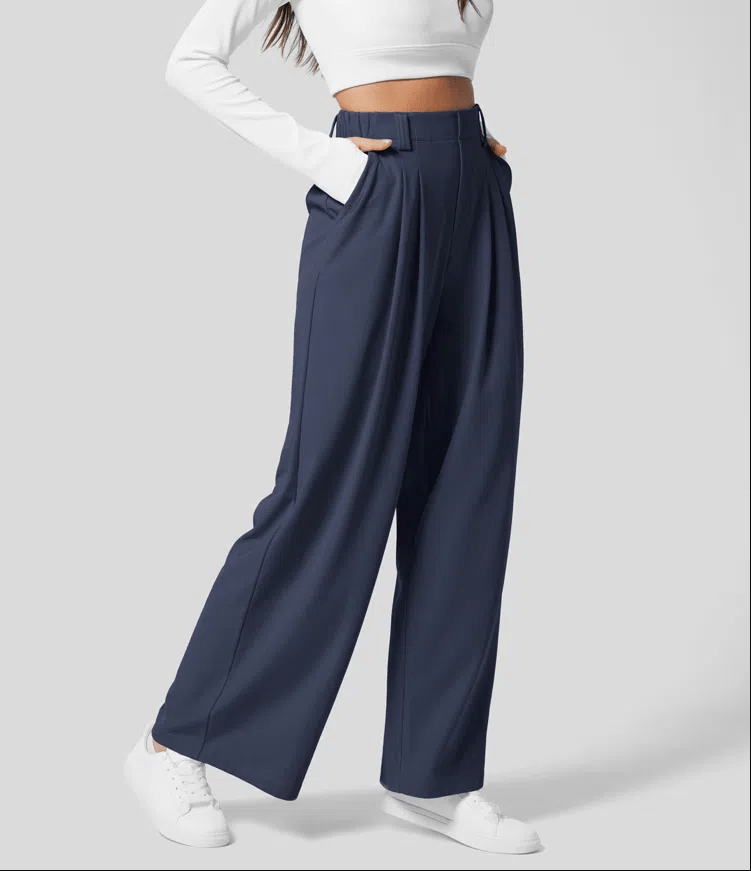 Brede Pijpen Broek Dames | High-Waist Elegance Met Luxe Vallen & Soepele Comfortpasvorm