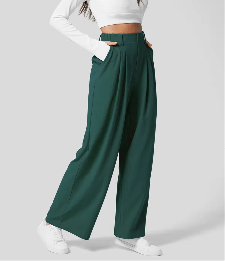 Brede Pijpen Broek Dames | High-Waist Elegance Met Luxe Vallen & Soepele Comfortpasvorm