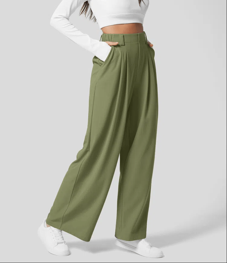 Brede Pijpen Broek Dames | High-Waist Elegance Met Luxe Vallen & Soepele Comfortpasvorm