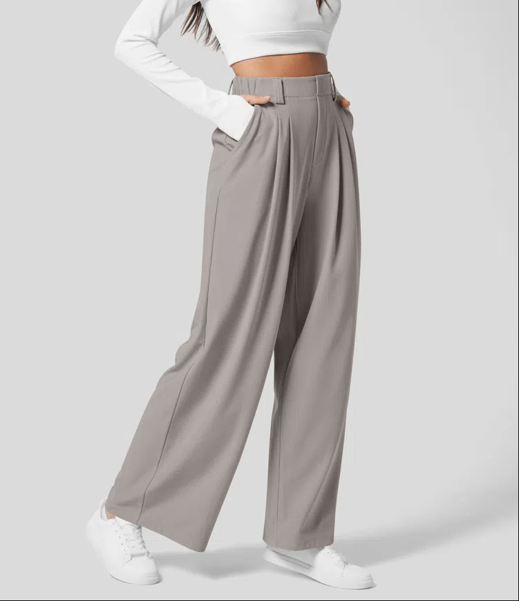 Brede Pijpen Broek Dames | High-Waist Elegance Met Luxe Vallen & Soepele Comfortpasvorm