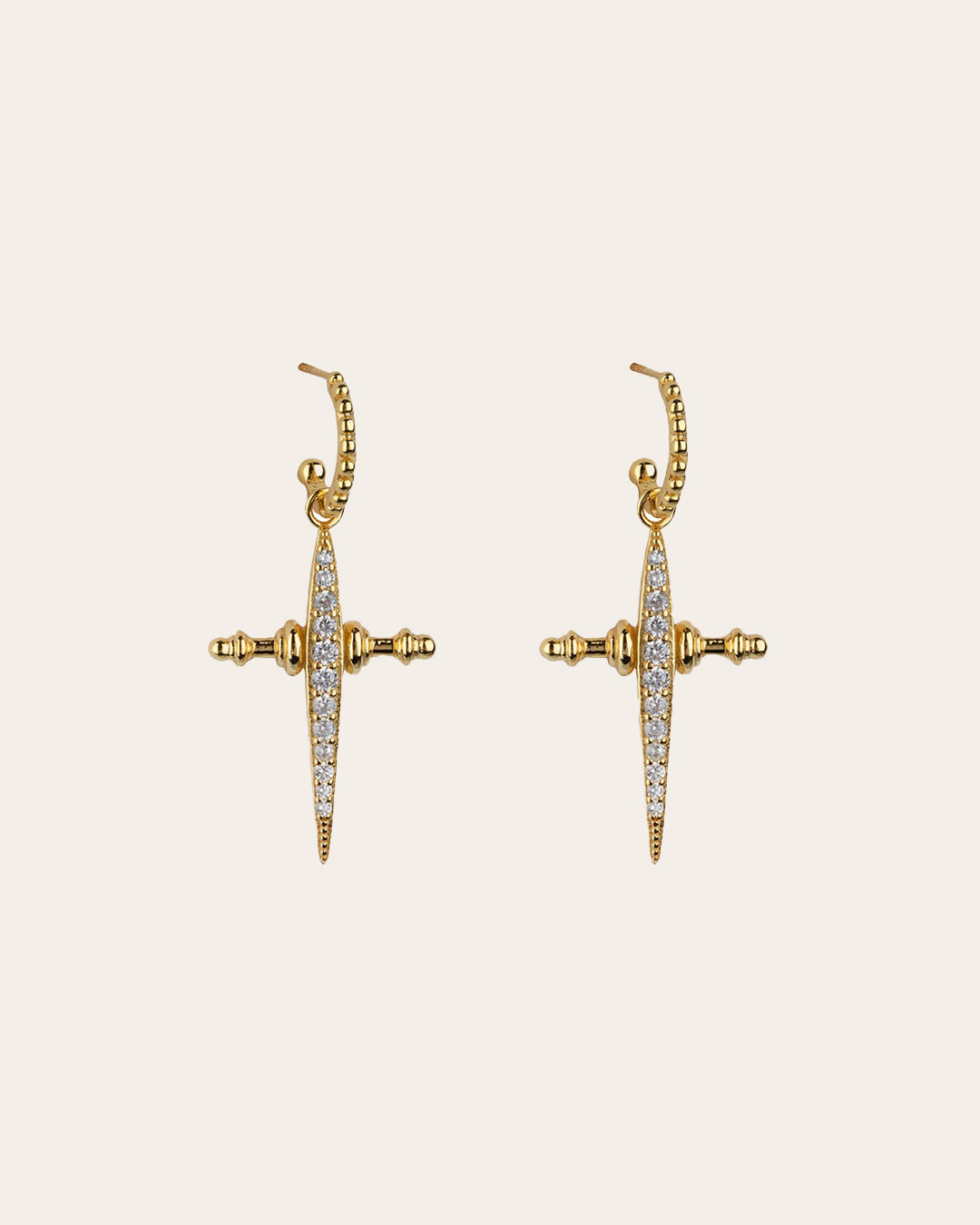 VESPER | Goudkleurige Statement Oorbellen met Krachtig Kruisdesign