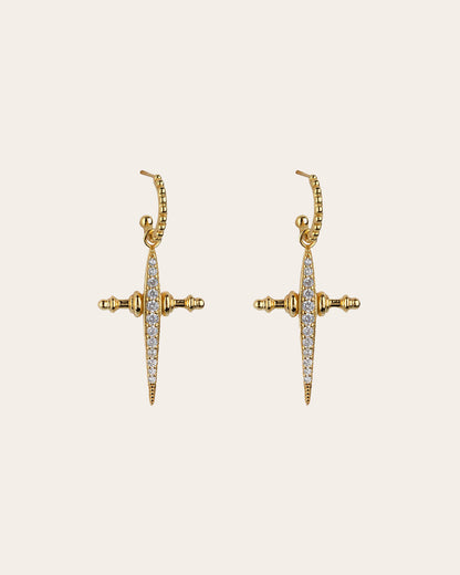 VESPER | Goudkleurige Statement Oorbellen met Krachtig Kruisdesign