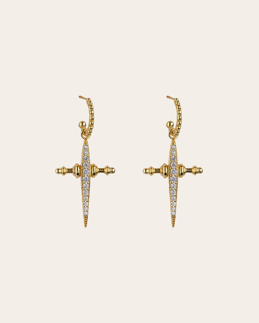 VESPER | Goudkleurige Statement Oorbellen met Krachtig Kruisdesign