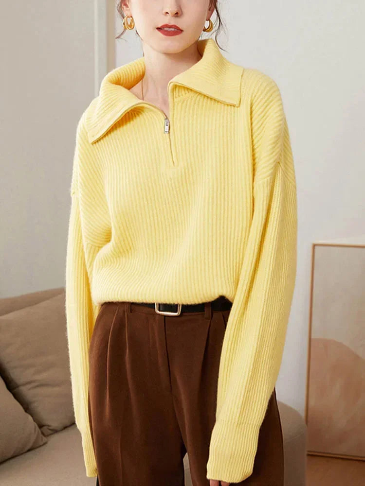 Halfzip Polo Knit Dames Trui | Warm, Modern & Perfect Voor Koude Dagen