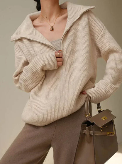 Halfzip Polo Knit Dames Trui | Warm, Modern & Perfect Voor Koude Dagen