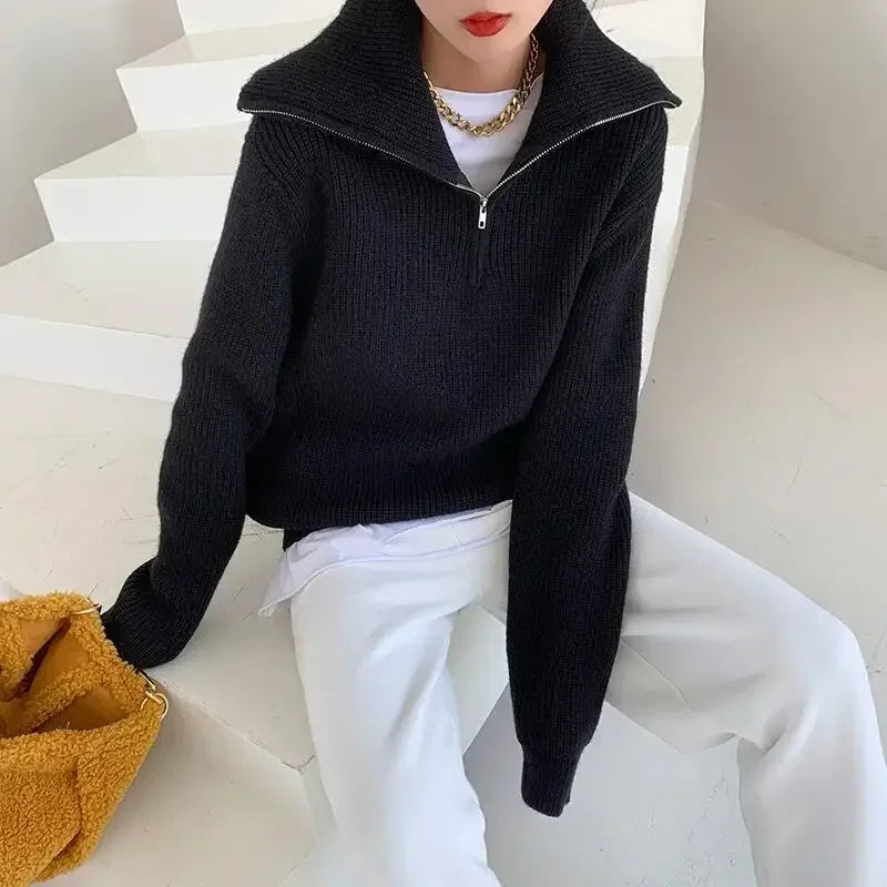Halfzip Polo Knit Dames Trui | Warm, Modern & Perfect Voor Koude Dagen