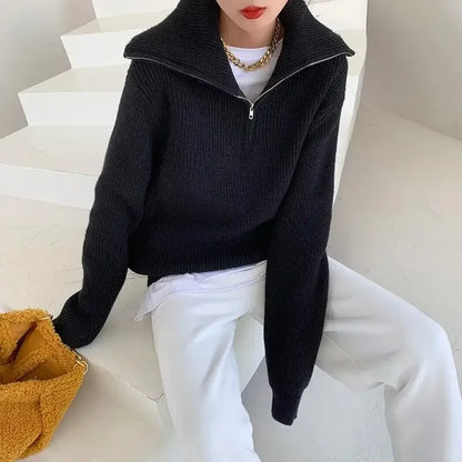 Halfzip Polo Knit Dames Trui | Warm, Modern & Perfect Voor Koude Dagen
