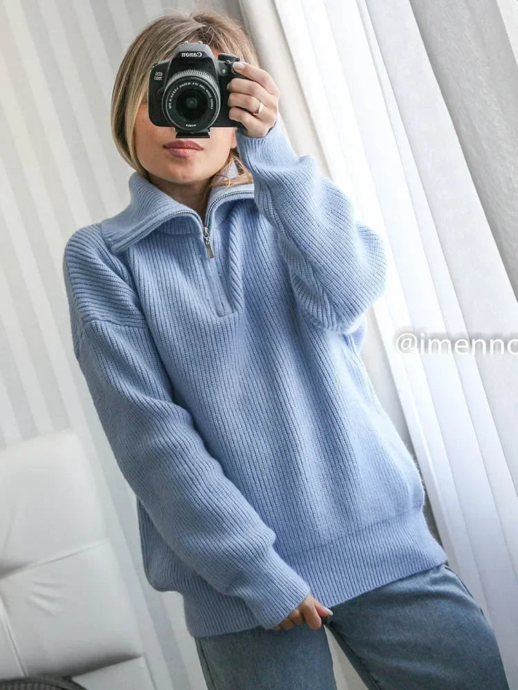 Halfzip Polo Knit Dames Trui | Warm, Modern & Perfect Voor Koude Dagen