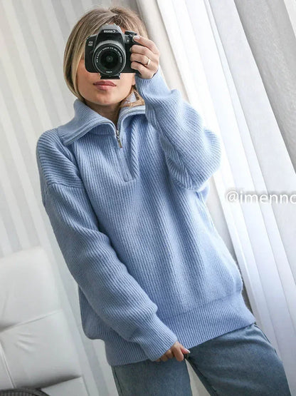 Halfzip Polo Knit Dames Trui | Warm, Modern & Perfect Voor Koude Dagen