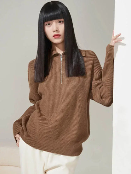 Halfzip Polo Knit Dames Trui | Warm, Modern & Perfect Voor Koude Dagen