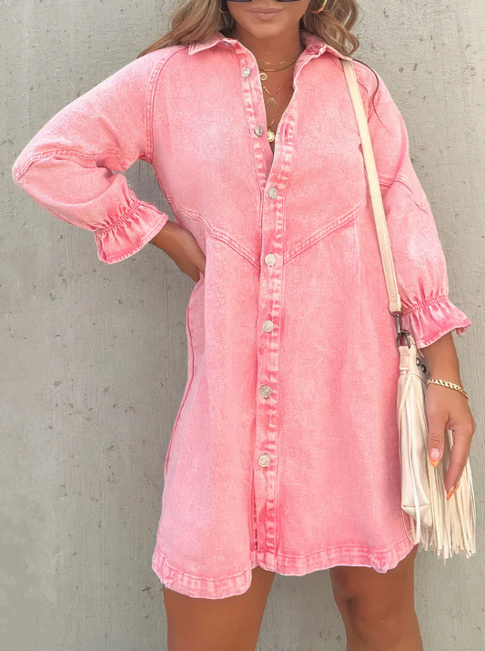 DENIM BLOUSE JURK | Zomerse Spijkerjurk Met Knopen - Luchtig, Elegant & Klassiek