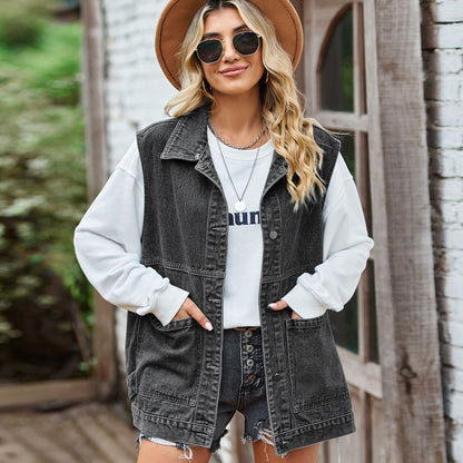 SKYE | | Tijdloze Denim Vest Zonder Mouwen - Stijlvol, Stoer & Vrouwelijk