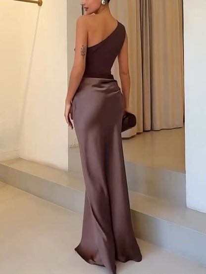 LIVIA | Dames One Shoulder Maxi Jurk – Elegant, Chic & Perfect Voor Feestelijke Gelegenheden