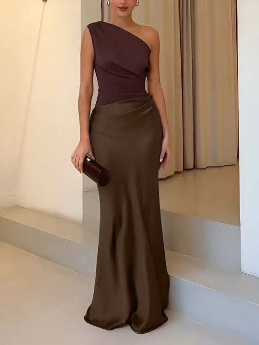 LIVIA | Dames One Shoulder Maxi Jurk – Elegant, Chic & Perfect Voor Feestelijke Gelegenheden