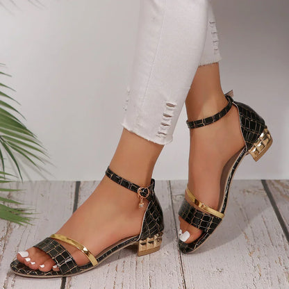 WIDIA | Stijlvolle Dames Sandalen met Blokhak & Croco Design