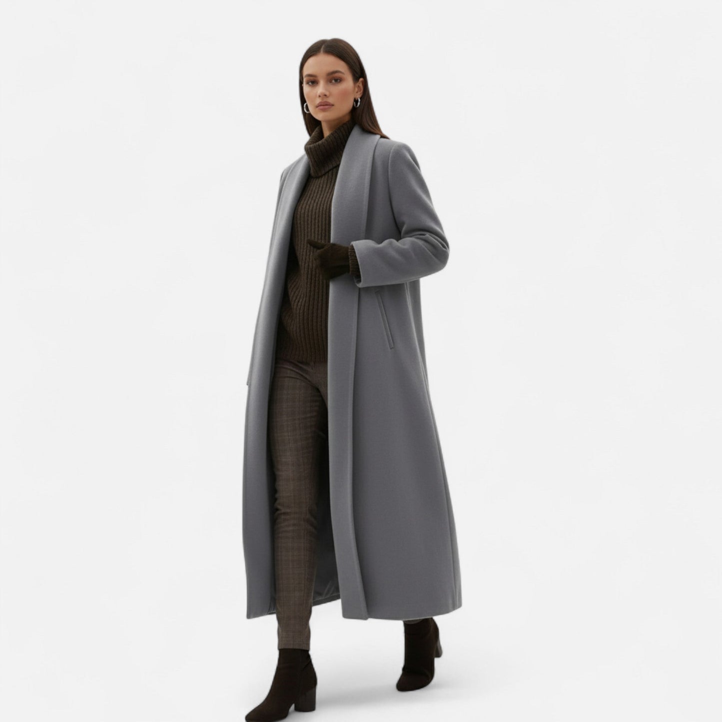 Lange Elegante Dames Coat Met Lape-Kraag - Perfect voor de Koude periode