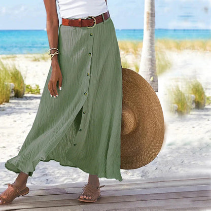 TAVIRA | Maxi Zomer Rok Voor Dames Met Blouse knoop Design - Zomers & Luchtig