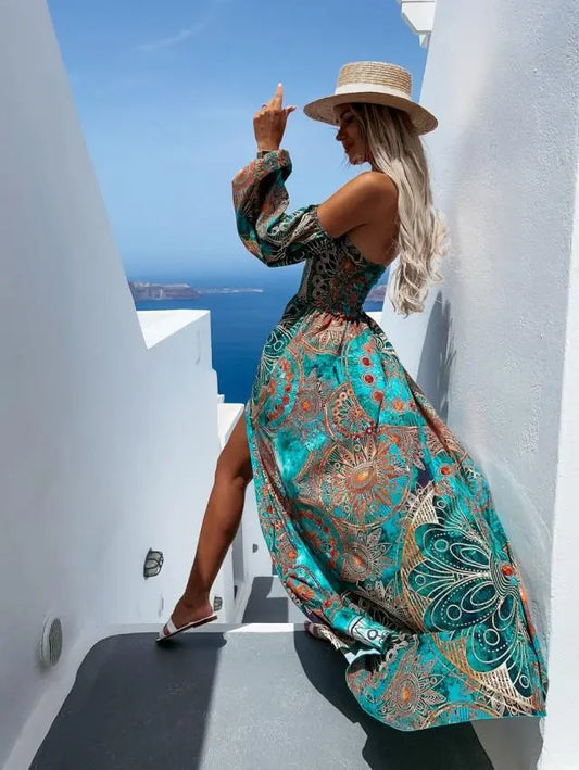 HAILEY | Boho Off Shoulder Maxi Zomerjurk Voor Dames - Zomers & Elegant
