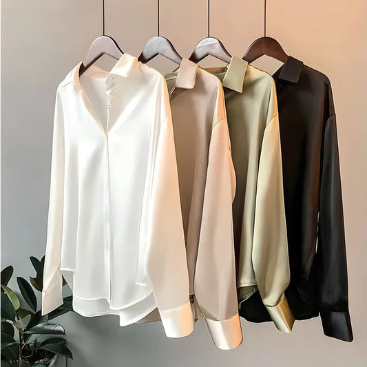 JOLINE | Zijde Zachte Glanzende Blouse Voor Dames - Klasse, Luxe & Tijdloos