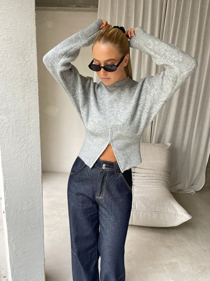 LAURA | Casual Trui Voor Dames Met Split Met Rits - Comfortabel & Verfijnd