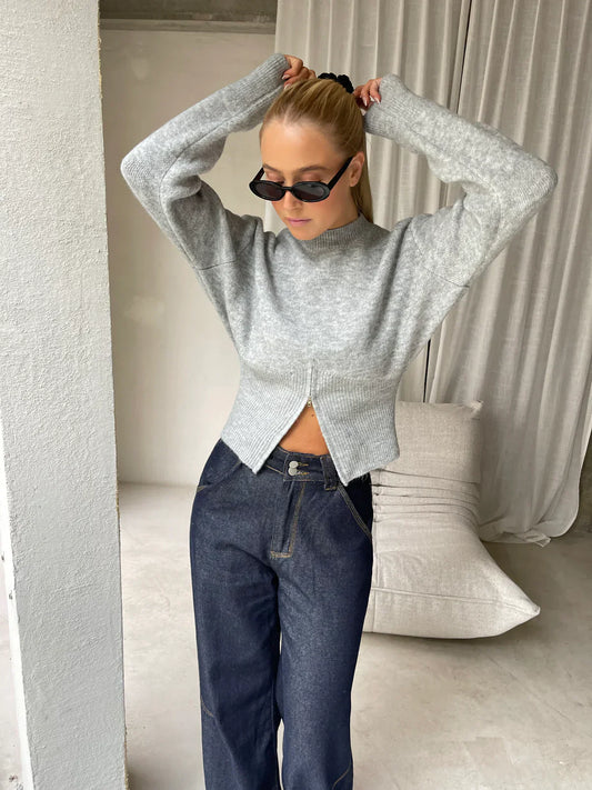 LAURA | Casual Trui Voor Dames Met Split Met Rits - Comfortabel & Verfijnd