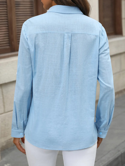 JADE | Lichte Katoenen Zomer Blouse voor Dames Met Oprollende Mouwen - Zomers & Comfortabel