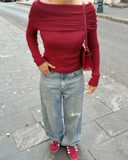 KEISHA | Rode Casual Chique Top Voor Dames - Comfortabel & Elegant
