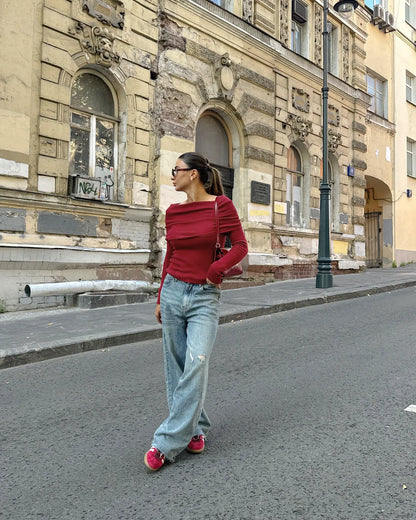 KEISHA | Rode Casual Chique Top Voor Dames - Comfortabel & Elegant