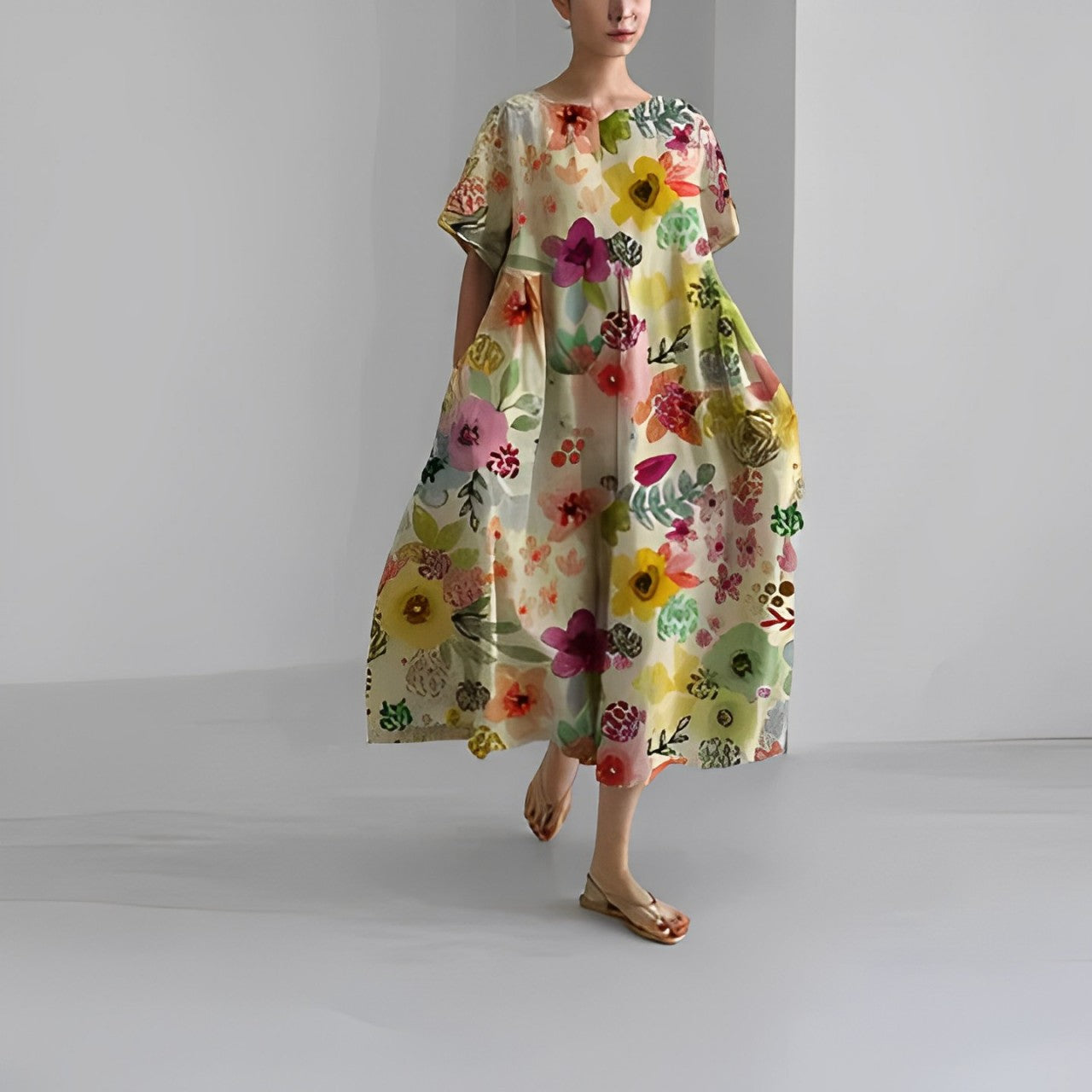 SERINA | Bedrukte Damesjurk Met Bloemenprint – Tijdloos, Vrouwelijk & Comfortabel Voor Elke Zomerdag