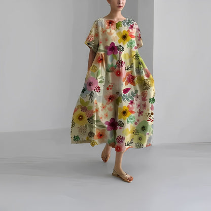 SERINA | Bedrukte Damesjurk Met Bloemenprint – Tijdloos, Vrouwelijk & Comfortabel Voor Elke Zomerdag