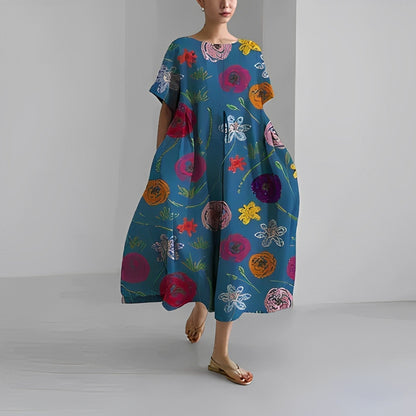 SERINA | Bedrukte Damesjurk Met Bloemenprint – Tijdloos, Vrouwelijk & Comfortabel Voor Elke Zomerdag