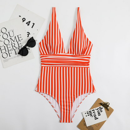 HORIZON | Flatterend Gestreept One-Piece Badpak Voor Dames – Elegant, Flatterend & Perfect Voor Strand of Zwembad