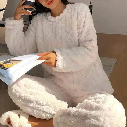 Cozy Fleece Lounge Pyjamaset Voor Dames – Warm, Zacht & Perfect Voor Koude Avonden