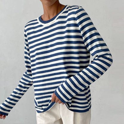 EZRA | Gestreept T-Shirt met Lange Mouwen voor Dames – Tijdloos, Comfortabel & Perfect te Combineren