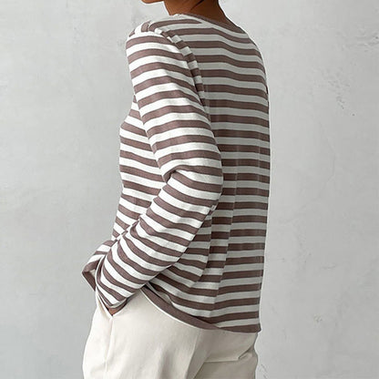 EZRA | Gestreept T-Shirt met Lange Mouwen voor Dames – Tijdloos, Comfortabel & Perfect te Combineren