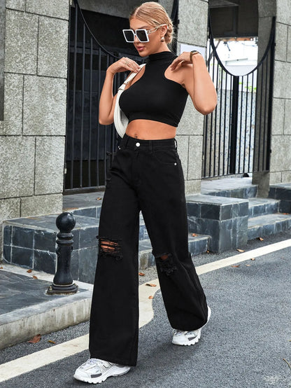 NIA | Wijde Damesjeans – Casual Denim met Ripped Details & Trendy Uitstraling