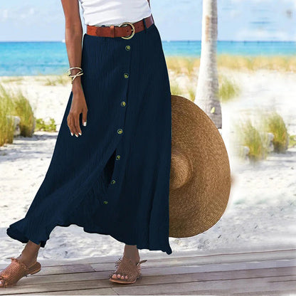 TAVIRA | Maxi Zomer Rok Voor Dames Met Blouse knoop Design - Zomers & Luchtig