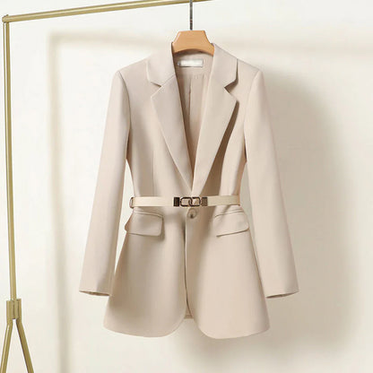 ELENA | Elegante Lange Dames Blazer Met Riem – Vrouwelijk, Gekleed & Tijdloos Mooi