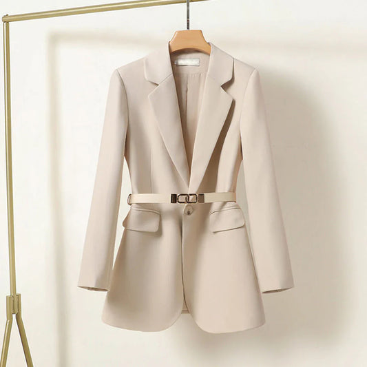 ELENA | Elegante Lange Dames Blazer Met Riem – Vrouwelijk, Gekleed & Tijdloos Mooi