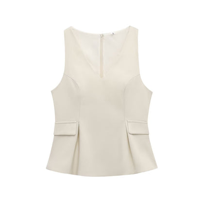 MIREILLE | Blazerstijl Dames Top Met V-Hals en Tailledetail - Stijlvol, Elegant & Perfect voor Avondjes uit
